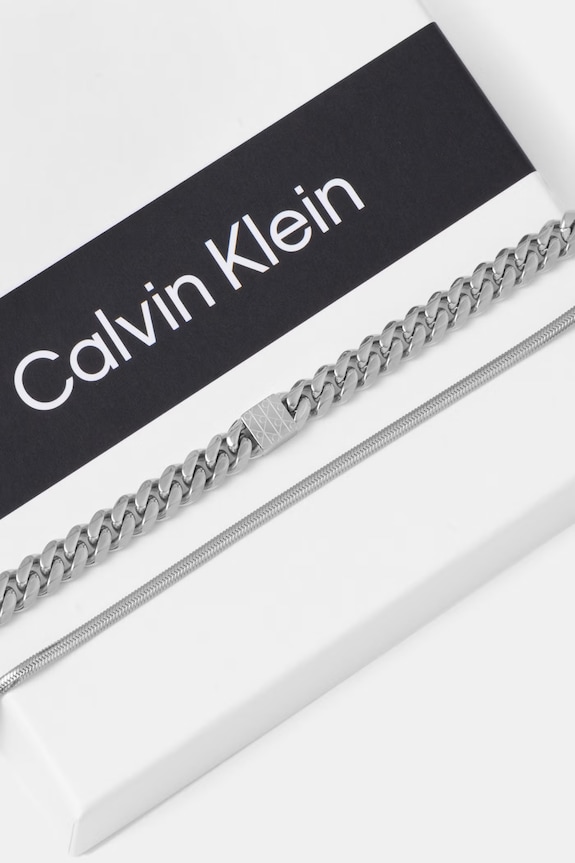 Accesorii Calvin Klein brățară pentru bărbați, din oțel inoxidabil pachet de 2 35100091 argintiu