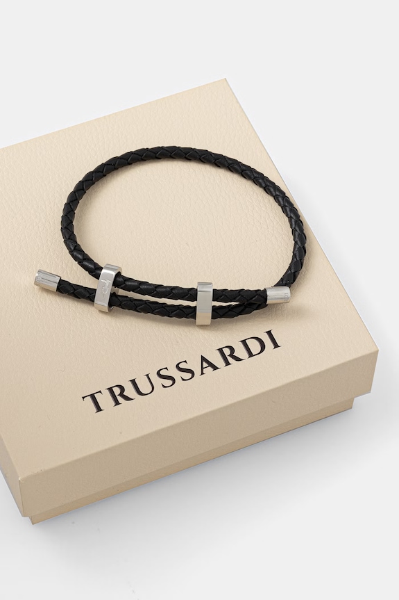 Doplnky Trussardi náramok pánsky kožený T-LEATHER TJAXZ18 čierna