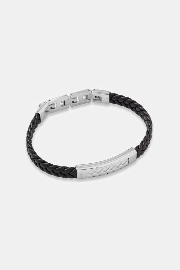 Trussardi brățară pentru bărbați, din piele T-LEATHER negru TJAXZ21