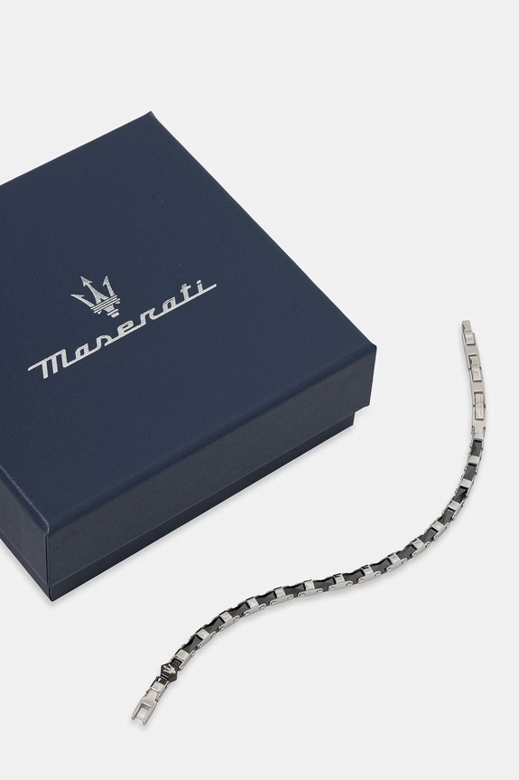 Doplnky MASERATI náramok pánsky z nehrdzavejúcej ocele CERAMIC JM226ATZ83 strieborná