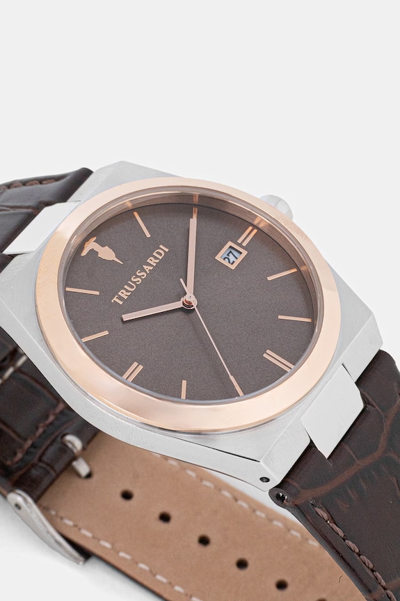 Trussardi zestaw zegarek i bransoletka męski T-MILANO brązowy R2451175001
