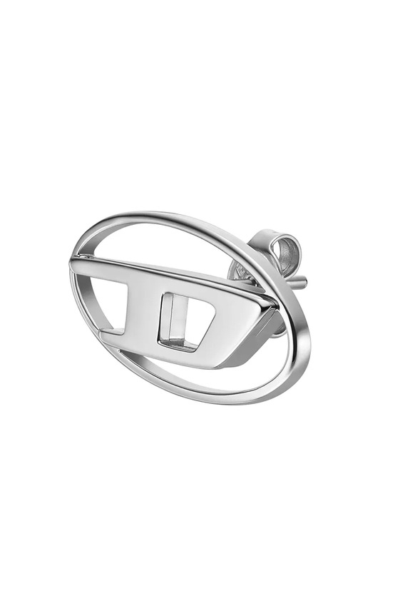 Diesel orecchino da uomo acciaio inox Oval D Logo DX1502040 argento AA00