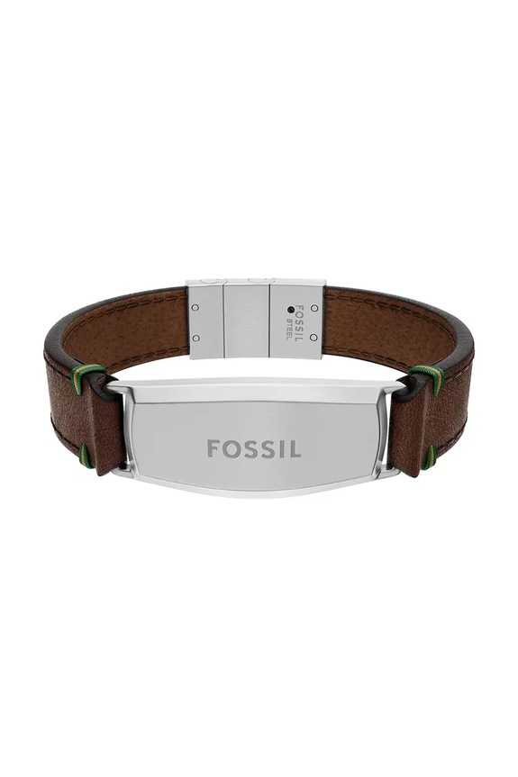 Fossil bransoletka męska skórzana bez kamienia Everett brązowy JF04988040