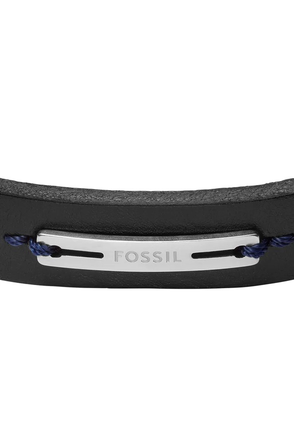 Fossil bransoletka męska skórzana bez kamienia Machine JF04964040 czarny AA00