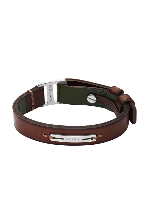 Fossil bransoletka męska skórzana bez kamienia Machine brązowy JF04963040