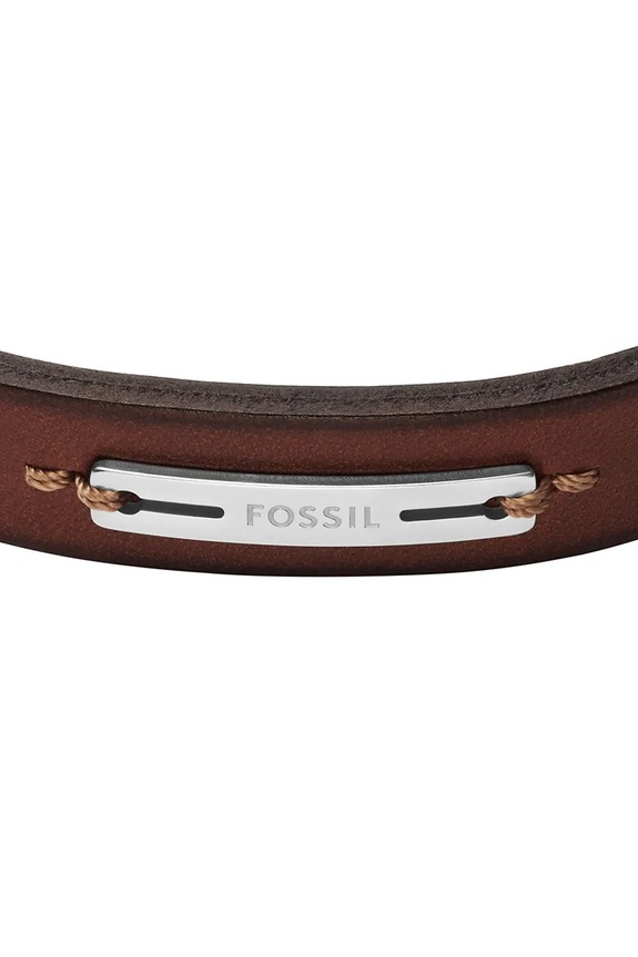 Fossil bransoletka męska skórzana bez kamienia Machine JF04963040 brązowy AA00