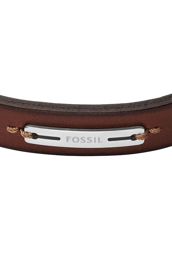 Fossil bransoletka męska skórzana bez kamienia Machine JF04963040 brązowy AA00