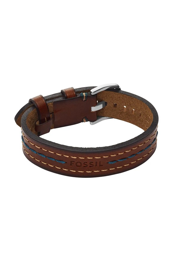 Fossil bransoletka męska skórzana bez kamienia Machine brązowy JF04949040