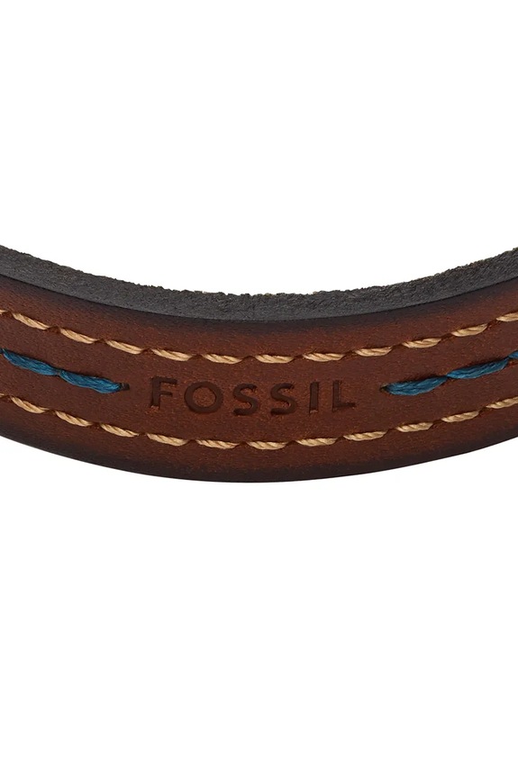 Fossil bransoletka męska skórzana bez kamienia Machine JF04949040 brązowy AA00