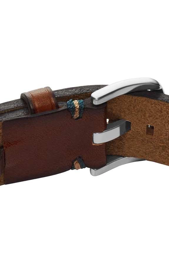 Akcesoria Fossil bransoletka męska skórzana bez kamienia Machine JF04949040 brązowy