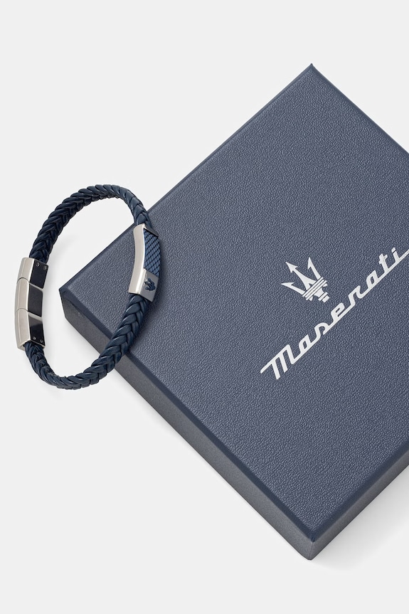 Akcesoria MASERATI bransoletka męska skórzana RECYCLED LEATHER JM4249IK01 granatowy