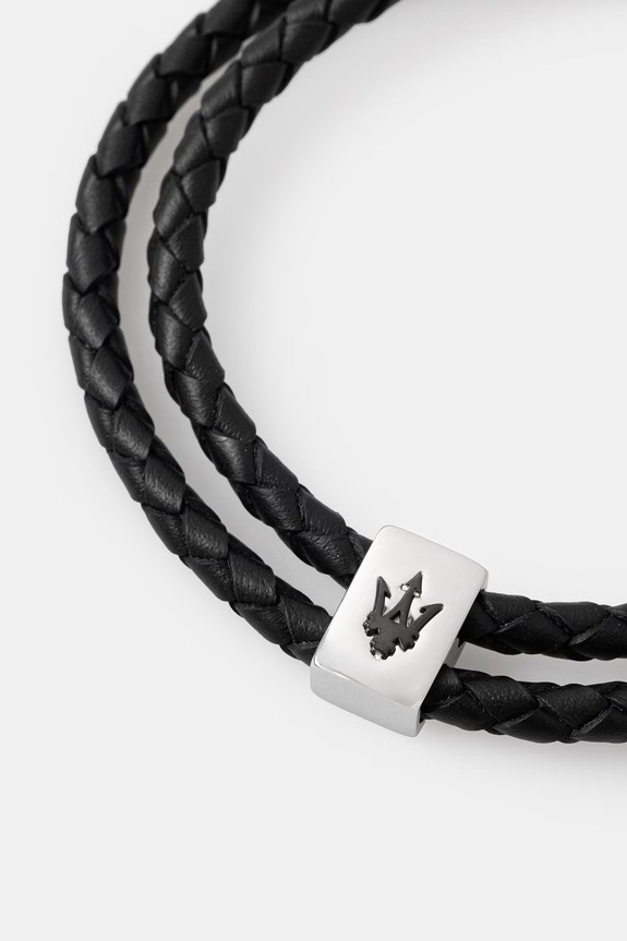 MASERATI bransoletka męska skórzana LEATHER JM226AVE44 czarny AA00