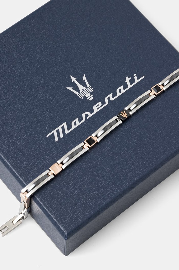 Akcesoria MASERATI bransoletka męska ze stali nierdzewnej z kryształem CERAMIC JM223ATZ19 srebrny