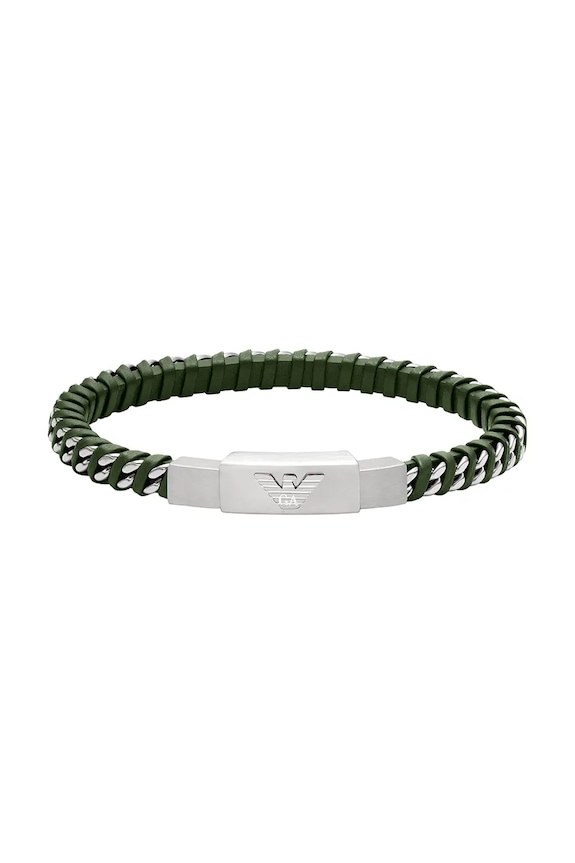 Emporio Armani brățară pentru bărbați, din oțel inoxidabil fără piatră Eagle Logo argintiu EGS3320040