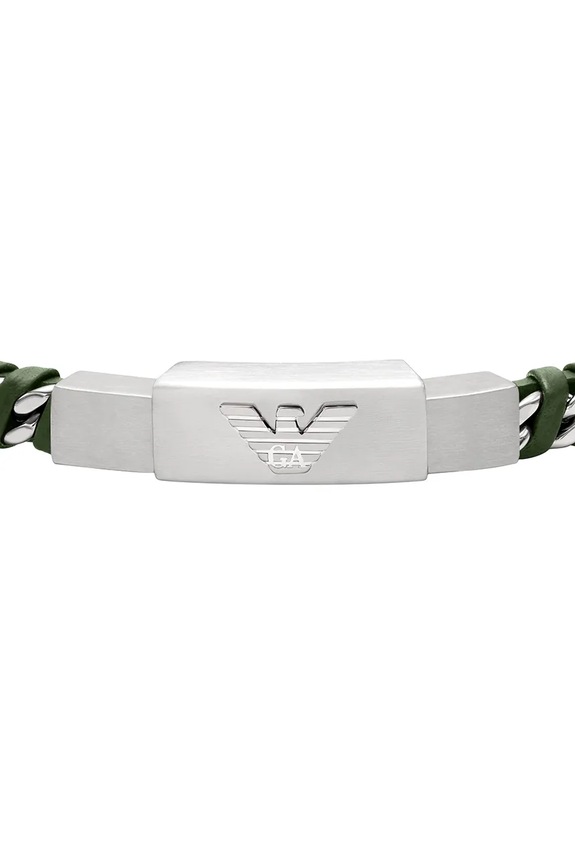 Emporio Armani brățară pentru bărbați, din oțel inoxidabil fără piatră Eagle Logo EGS3320040 argintiu AA00
