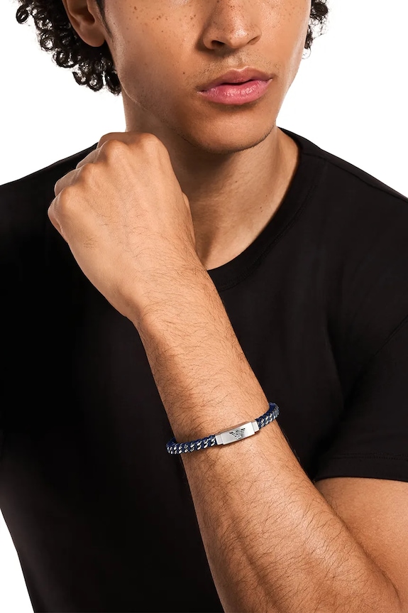 Emporio Armani náramok pánsky z nehrdzavejúcej ocele Eagle Logo strieborná EGS3319040