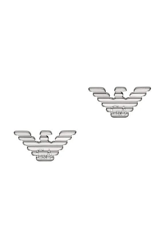 Emporio Armani cercei pentru bărbați, din oțel inoxidabil Eagle Logo argintiu EGS3318040