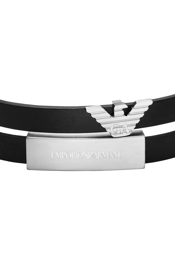 Emporio Armani náramok pánsky kožený Eagle Logo EGS3311040 čierna AA00