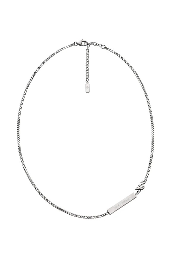 Emporio Armani naszyjnik męski ze stali nierdzewnej bez kamienia Eagle Logo srebrny EGS3309040
