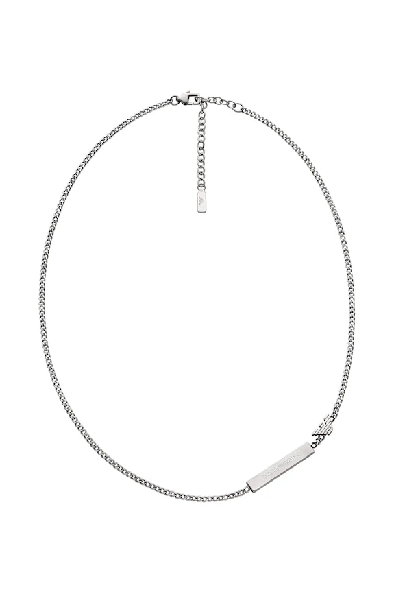 Emporio Armani naszyjnik męski ze stali nierdzewnej bez kamienia Eagle Logo srebrny EGS3309040