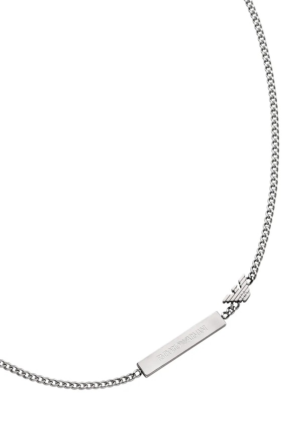 Emporio Armani naszyjnik męski ze stali nierdzewnej bez kamienia Eagle Logo EGS3309040 srebrny AA00