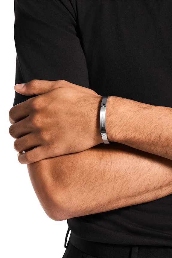 Emporio Armani brățară pentru bărbați, din oțel inoxidabil Eagle Logo argintiu EGS3307040