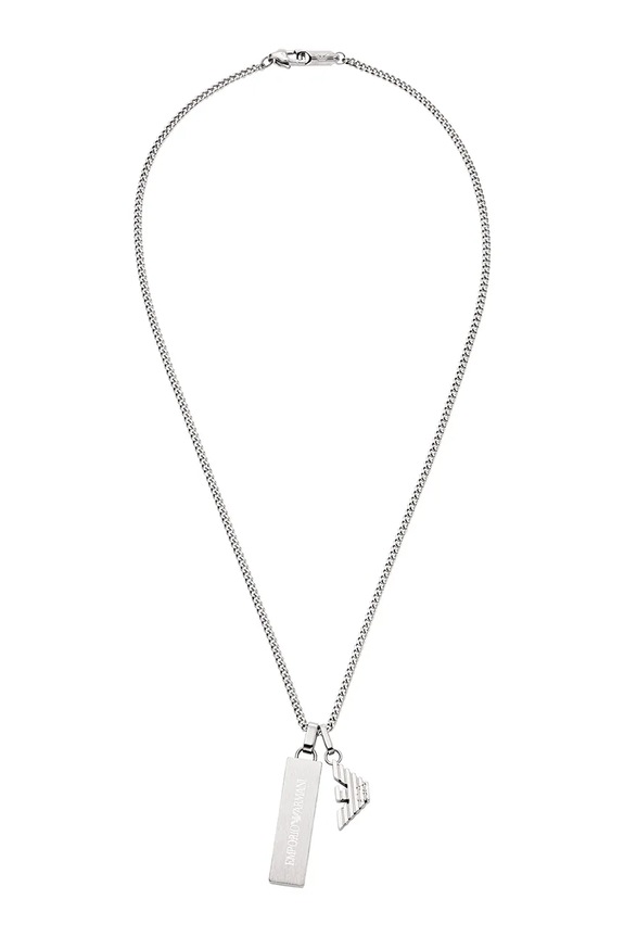 Emporio Armani colier cu pandantiv pentru bărbați, din oțel inoxidabil Eagle Logo EGS3306040 argintiu AA00
