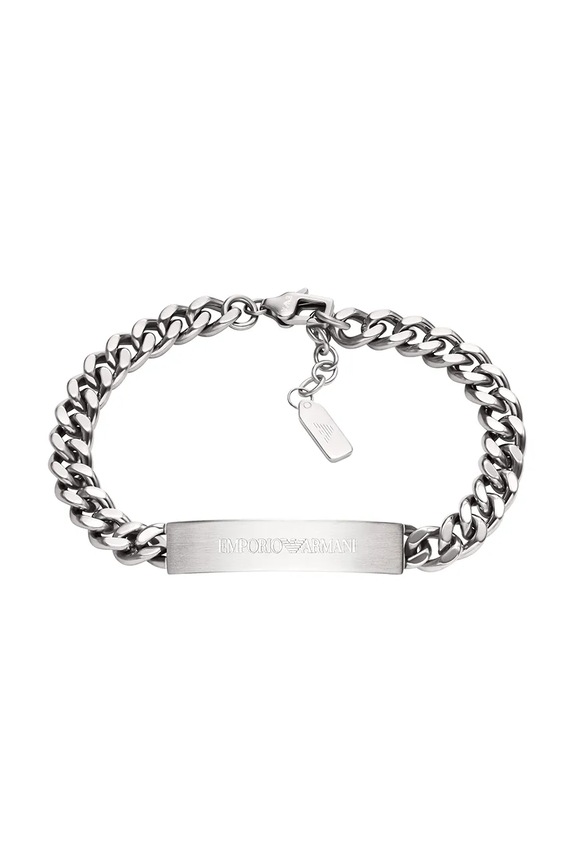 Emporio Armani brățară pentru bărbați, din oțel inoxidabil Eagle Logo argintiu EGS3304040
