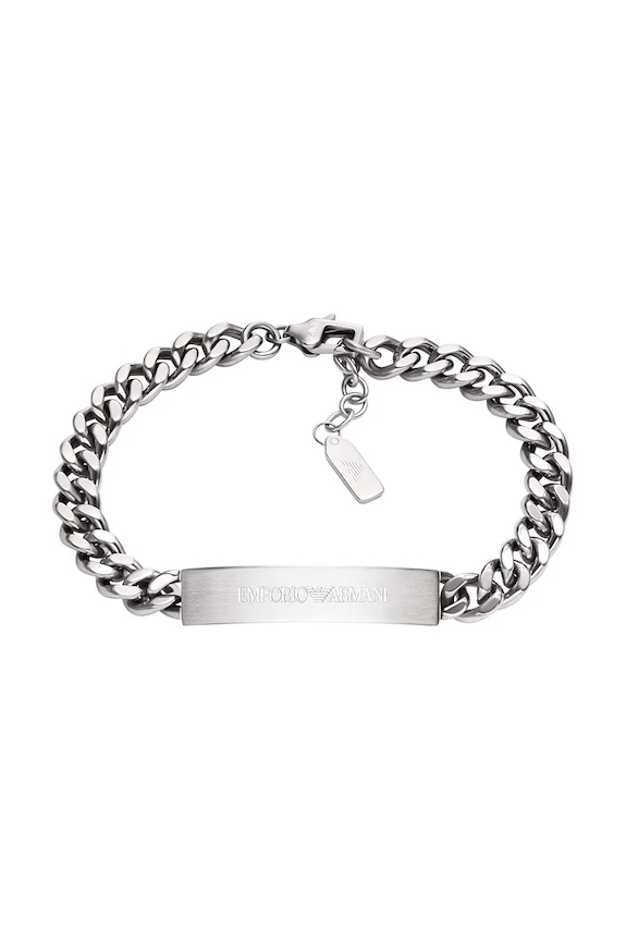 Emporio Armani brățară pentru bărbați, din oțel inoxidabil Eagle Logo argintiu EGS3304040