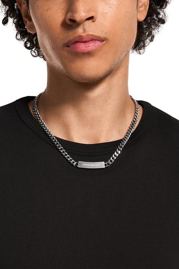 Emporio Armani naszyjnik męski ze stali szlachetnej bez kamienia Eagle Logo srebrny EGS3303040