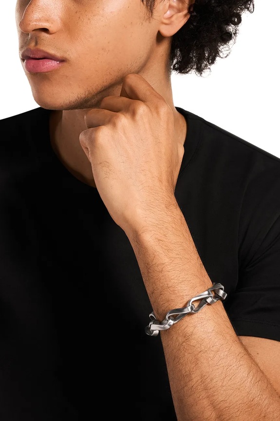 Emporio Armani brățară pentru bărbați, din oțel inoxidabil Eagle Logo argintiu EGS3302040