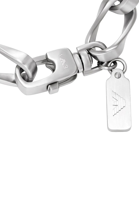 Emporio Armani brățară pentru bărbați, din oțel inoxidabil Eagle Logo EGS3302040 argintiu AA00