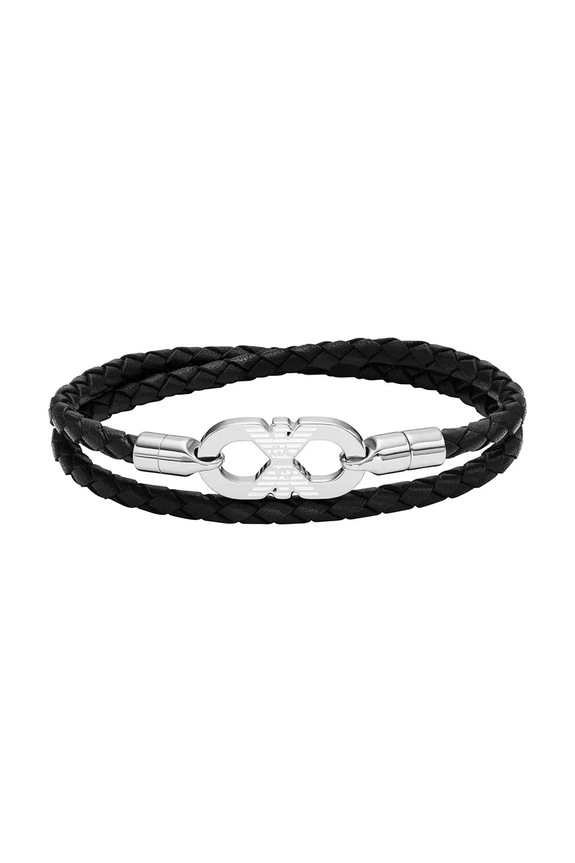 Emporio Armani brățară pentru bărbați, din piele Eagle Logo argintiu EGS3299040