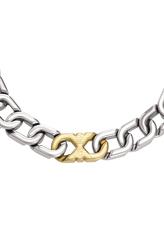 Emporio Armani brățară pentru bărbați, din oțel inoxidabil fără piatră Eagle Logo EGS3298040 argintiu AA00