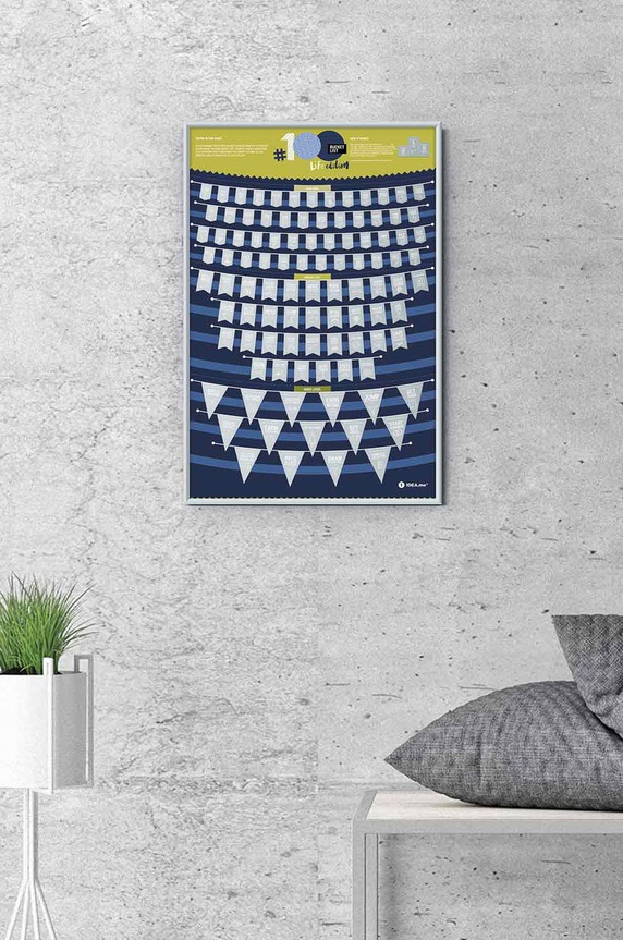 Dnevni boravak i spavaća soba 1DEA.me - Plakat strugalica #100 Bucketlist Life Edition 100Den mornarsko plava