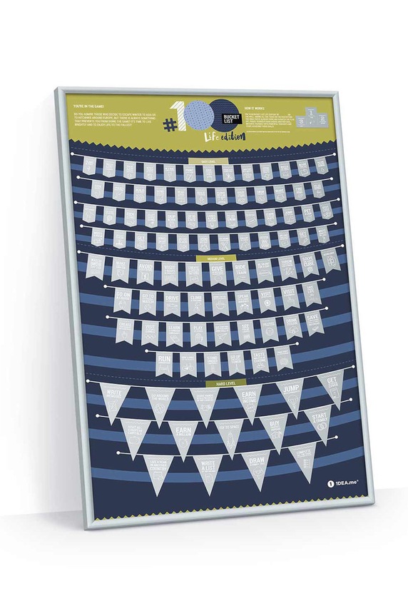 1DEA.me - Plakat strugalica #100 Bucketlist Life Edition mornarsko plava 100Den