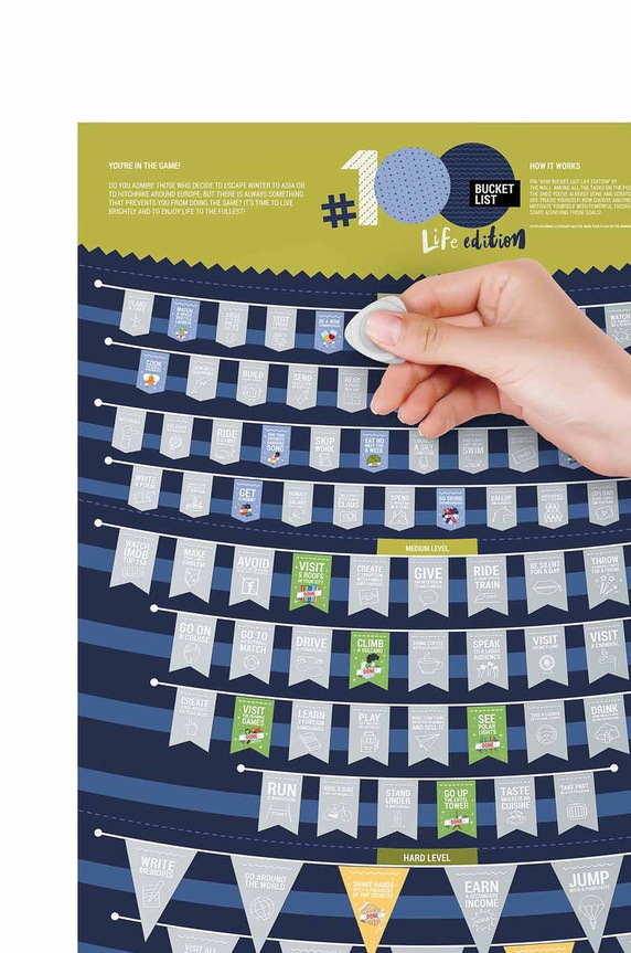 1DEA.me - Plakat strugalica #100 Bucketlist Life Edition 100Den mornarsko plava