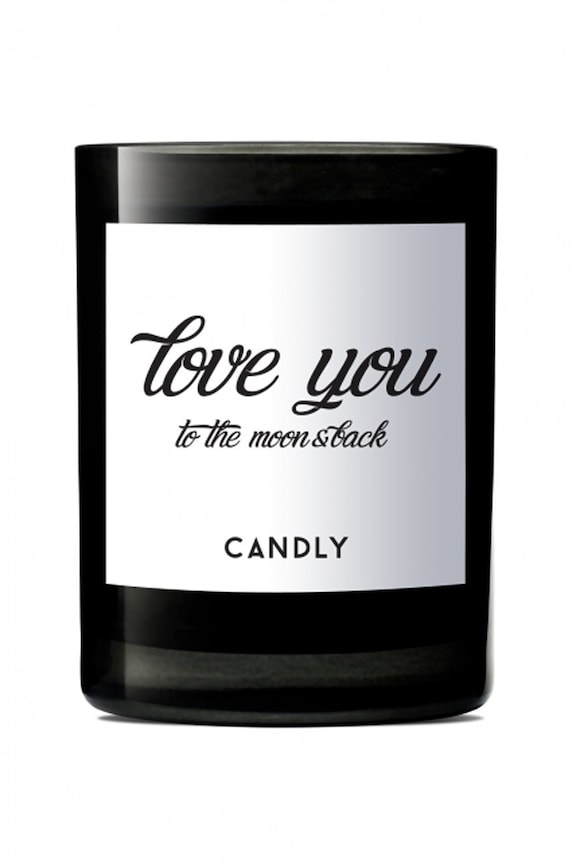 Vonná sójová svíčka Candly Love you to the moon and back 250 g černá No11LYT