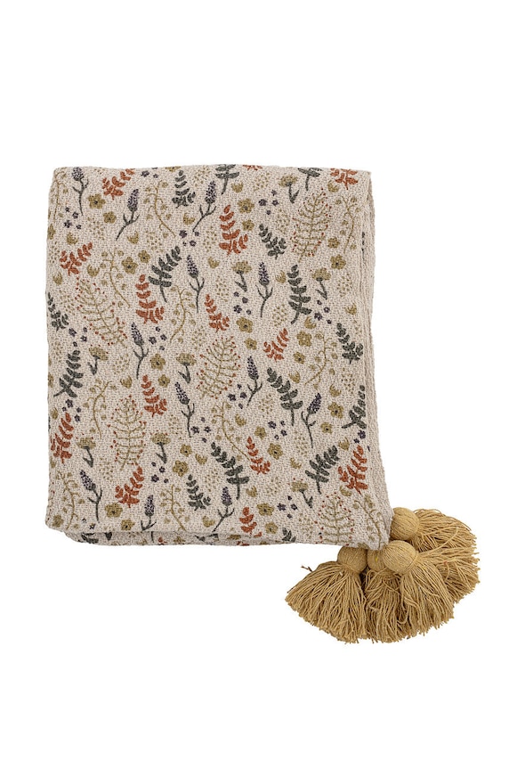 Καρό ύφασμα Bloomingville 130 x 160 cm κίτρινο 82049909