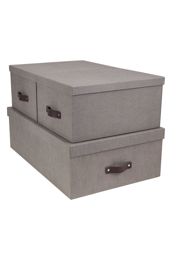 Bigso Box of Sweden - Sada úložných krabíc Inge (3-pak) sivá 8113C6449LEA648