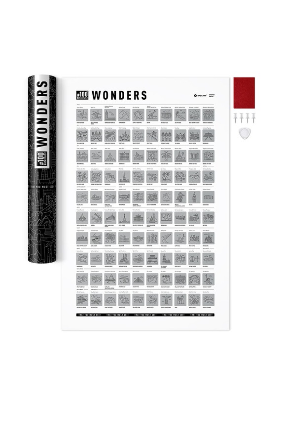1DEA.me kaparós poszter #100 BUCKETLIST Wonders Edition fehér 100W