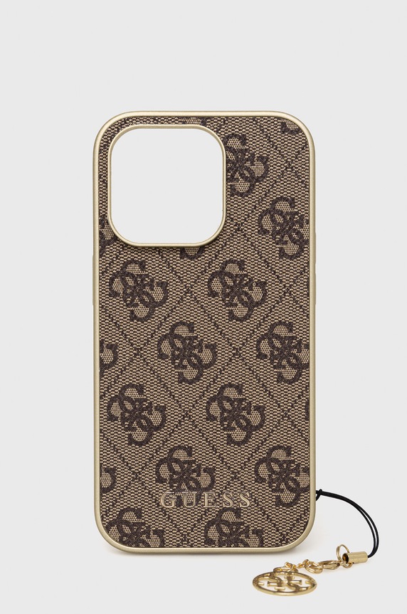 Guess etui na telefon iPhone 14 Pro 6,1" na telefon brązowy GUHCP14LGF4GBR
