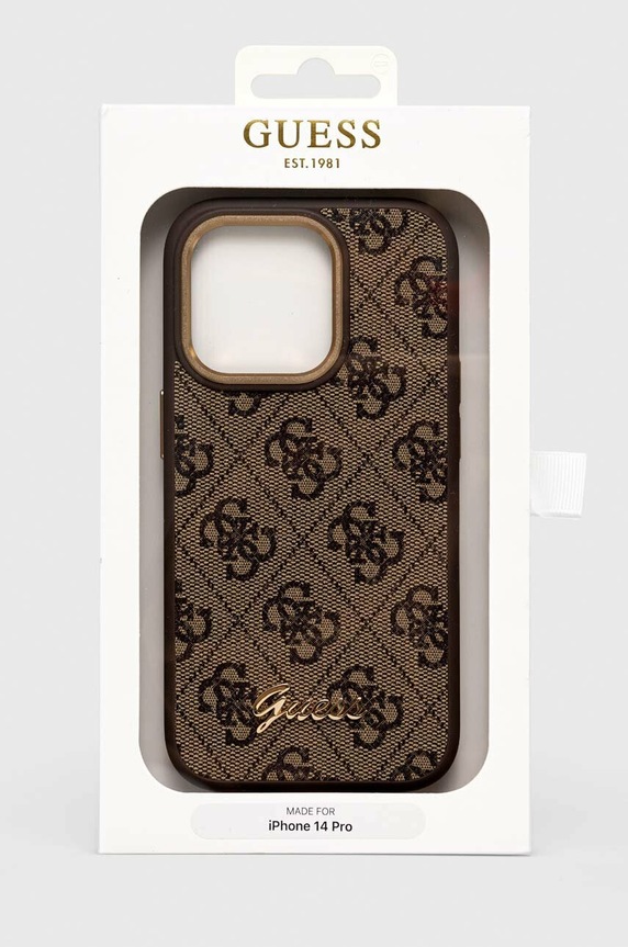 Kiegészítők Guess telefon tok iPhone 14 Pro 6,1'' GUHCP14LHG4SHW barna