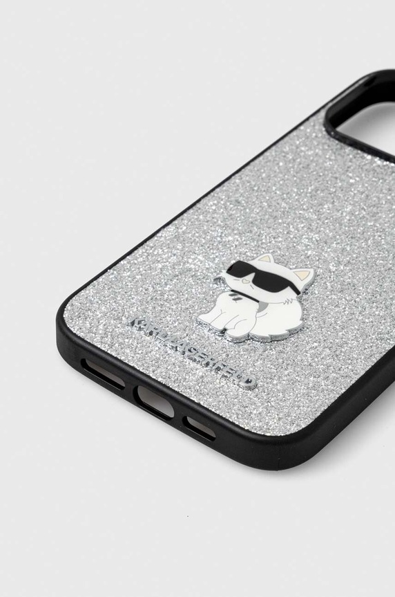 Puzdro na mobil Karl Lagerfeld iPhone 15 Pro Max 6.7 KLHCP15XGCNPSG strieborná AA00