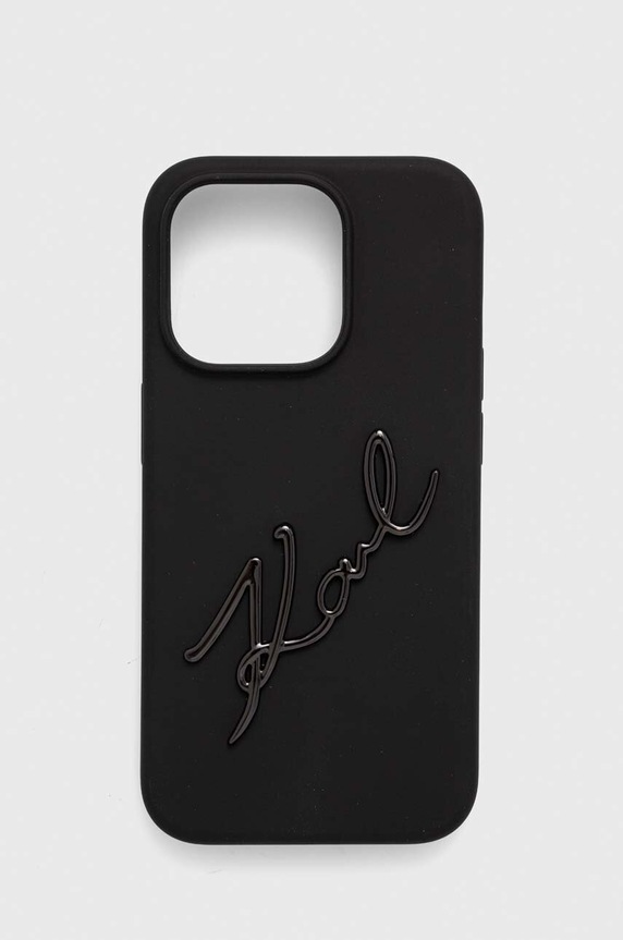Puzdro na mobil Karl Lagerfeld iPhone 15 Pro 6.1'' na mobil čierna KLHCP15LSKSBMCK