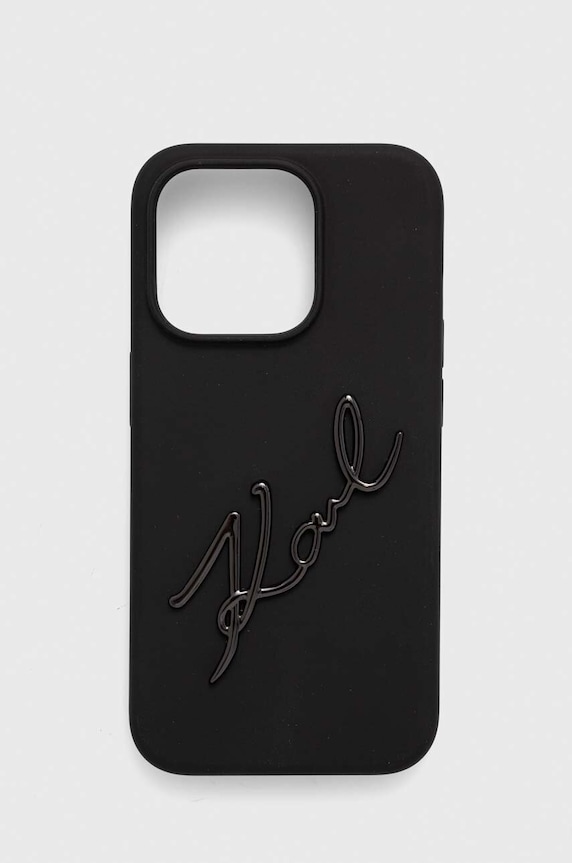 Puzdro na mobil Karl Lagerfeld iPhone 15 Pro 6.1'' na mobil čierna KLHCP15LSKSBMCK