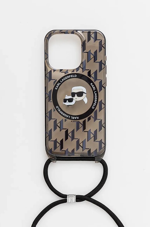 Puzdro na mobil Karl Lagerfeld iPhone 15 Pro 6.1" na mobil čierna KLHMP15LHCKCKLCK
