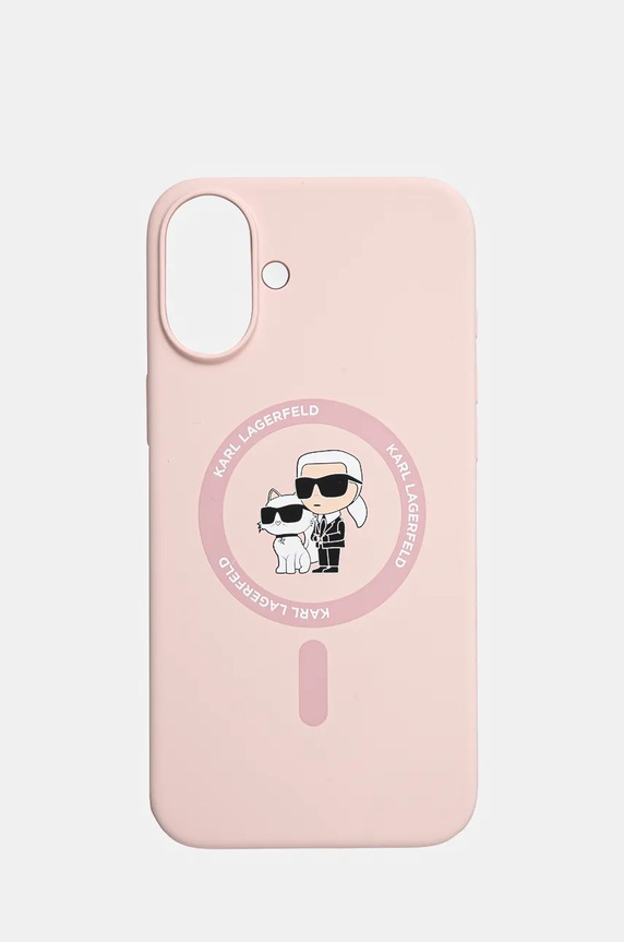 Karl Lagerfeld custodia per telefono iPhone 16 Plus 6.7 sovrastampa rosa KLHMP16MSCMKCRHP