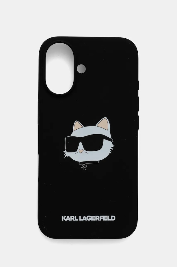 Karl Lagerfeld telefon tok iPhone 16 6.1 telefonhoz fekete KLHMP16SSCHPPLK