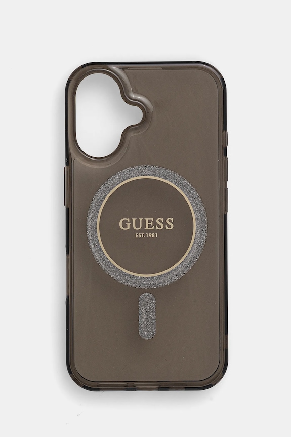 Puzdro na mobil Guess iPhone 16 6.1 nášivka čierna GUHMP16SHFGEREK